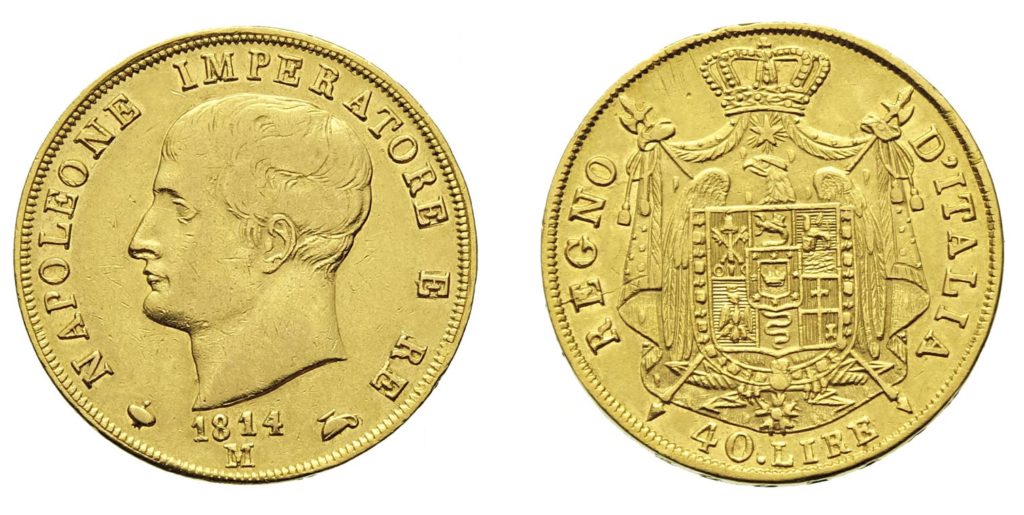 moneta da 40 lire in oro del regno di italia napoleone primo