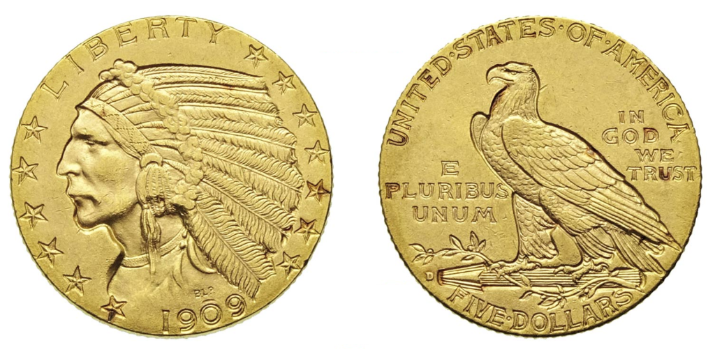 moneta rara da 5 dollari in oro