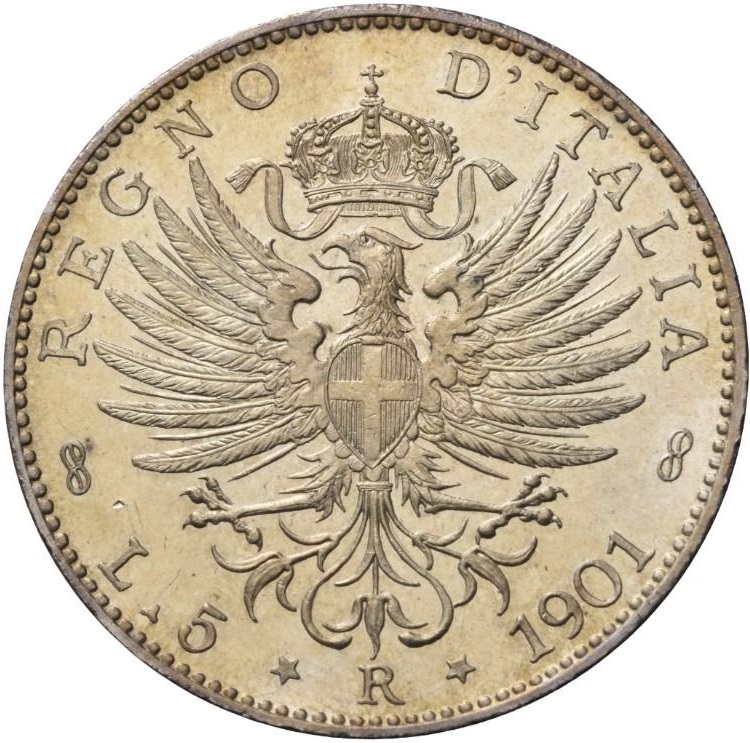 moneta da 5 lire del regno d'italia 1901