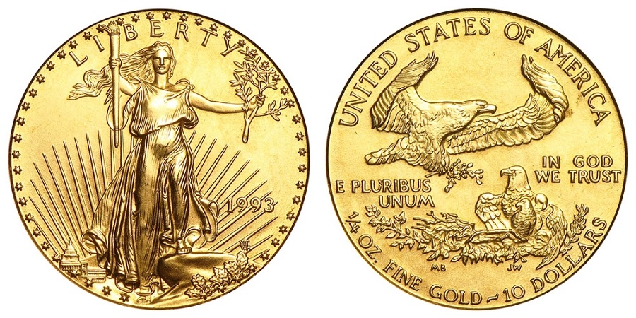 10 dollari americani in oro