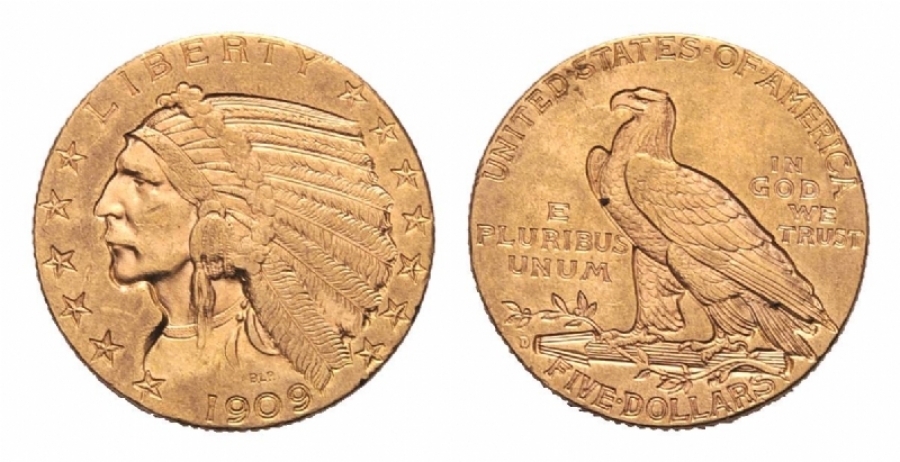 5 dollari americani d’oro – Indiano
