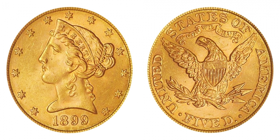 5 dollari americani d’oro – Liberty