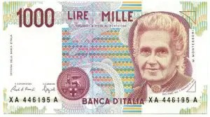 Banconota da 1.000 lire – Maria Montessori