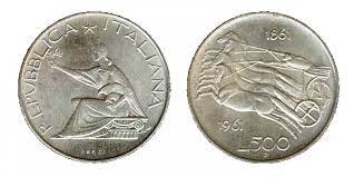 500 lire d’argento 1961 Unità d’Italia